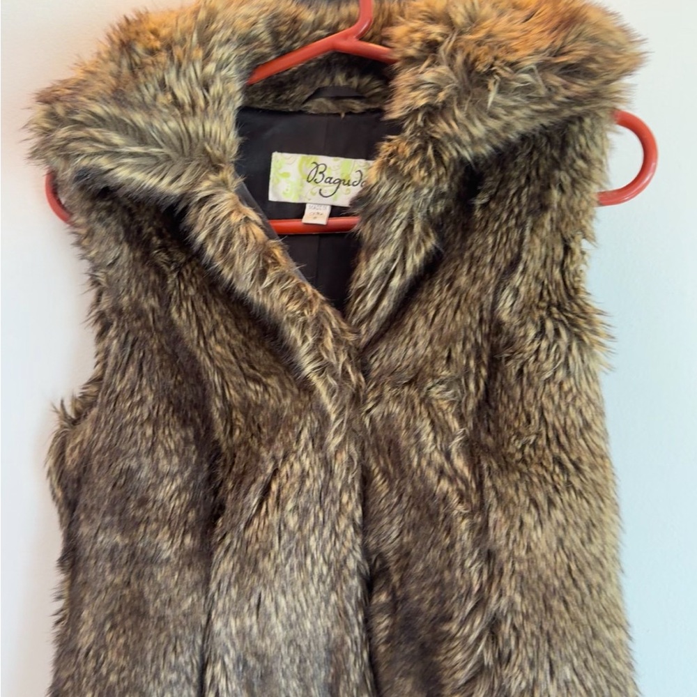 Baguda  Plush Faux Fur Vest in Rich Brown